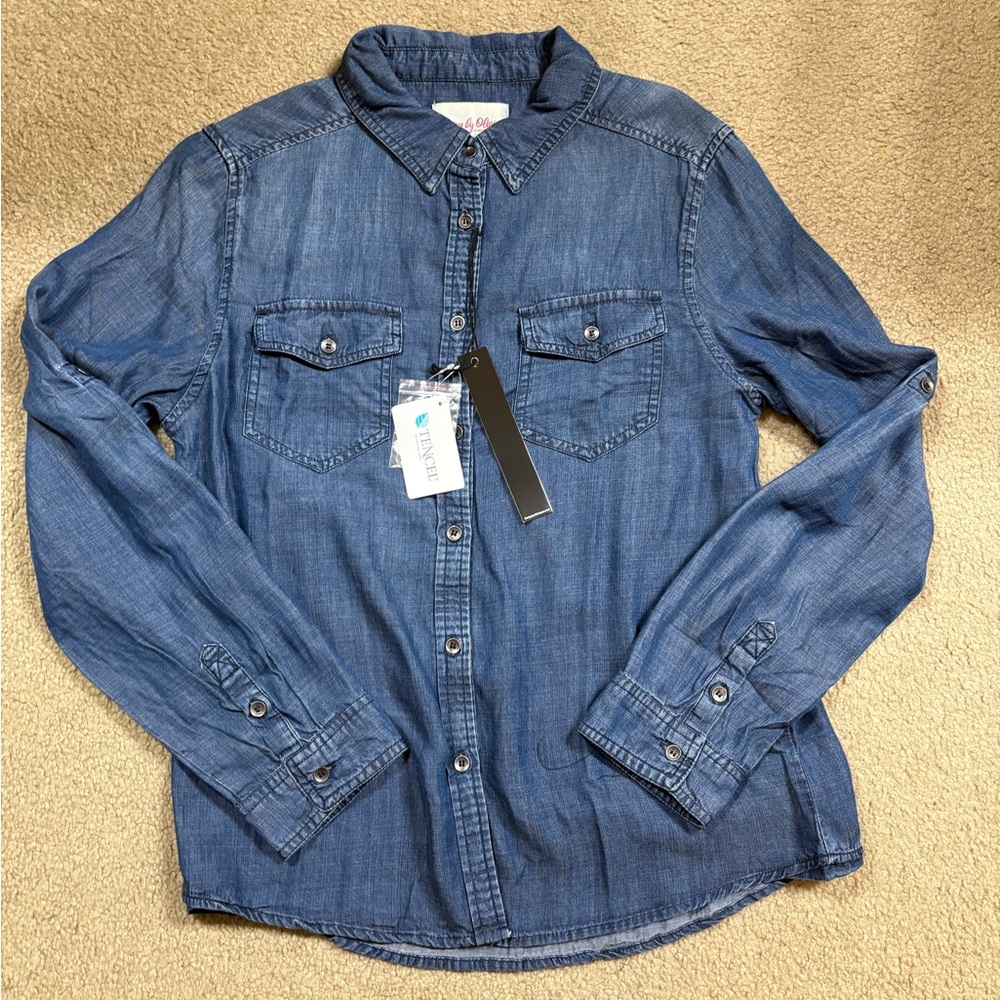 Denim Button-Up Blouse